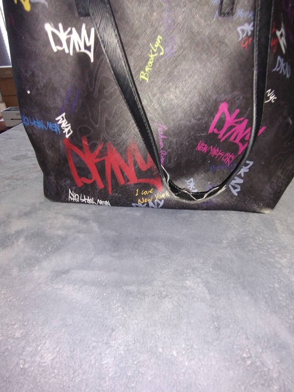 DKNY Black Graffiti Print Tote Bag